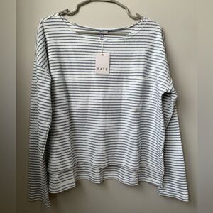 Fate Blue and White Striped Crew Neck Sweater